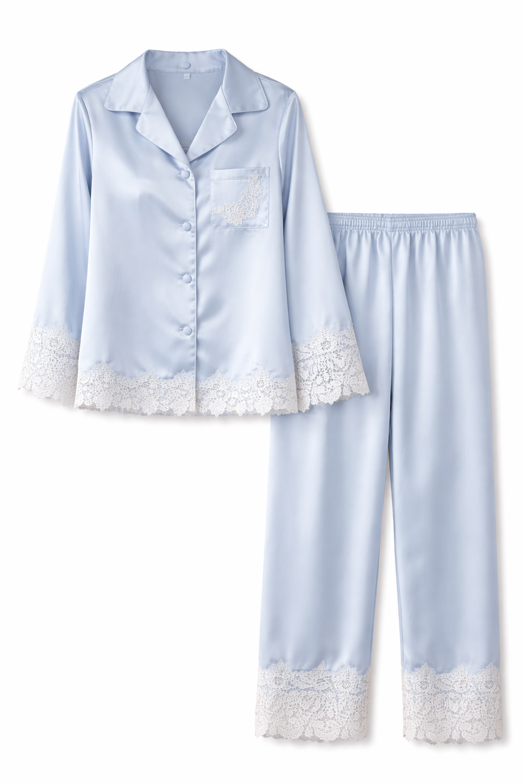 Élégance Satin Blau - Pyjama Set
